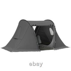 Outsunny 3 Man Camping Tent with 2 Bedrooms, 3000mm Waterproof, Grey