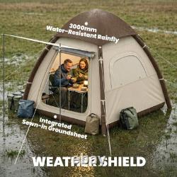 Outsunny 3 Man Inflatable Camping Tent with 3000mm Waterproof Rainfly, Cream