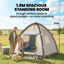 Outsunny 3 Man Inflatable Camping Tent with 3000mm Waterproof Rainfly, Cream
