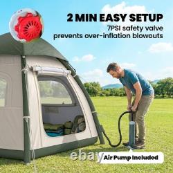 Outsunny 3 Man Inflatable Camping Tent with 3000mm Waterproof Rainfly, Refurbished