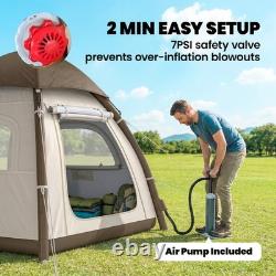 Outsunny 3 Man Inflatable Camping Tent with 3000mm Waterproof Rainfly, Refurbished