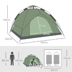 Outsunny 3 Person Pop Up Camping Tent Double Layer Dome