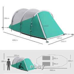 Outsunny 3000mm Waterproof Camping Tent with 2 Rooms for 4-5 Man, Green