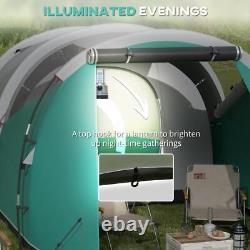 Outsunny 3000mm Waterproof Camping Tunnel Tent with 2 Rooms for 3 Man Green New