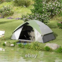 Outsunny 4-5 Man Camping Tent with Sewn-in Groundsheet, 3000mm Waterproof, Green
