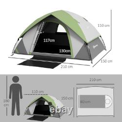 Outsunny 4-5 Man Camping Tent with Sewn-in Groundsheet, 3000mm Waterproof, Green