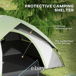Outsunny 4-5 Man Camping Tent with Sewn-in Groundsheet, 3000mm Waterproof, Green