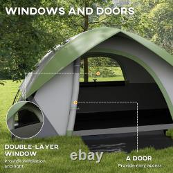 Outsunny 4-5 Man Camping Tent with Sewn-in Groundsheet, 3000mm Waterproof, Green