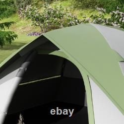 Outsunny 4-5 Man Camping Tent with Sewn-in Groundsheet, 3000mm Waterproof, Green