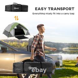Outsunny 4-5 Man Camping Tent with Sewn-in Groundsheet, 3000mm Waterproof, Green
