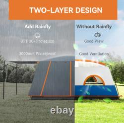 Outsunny 4-6 Man Camping Tent with 2 Bedroom, 3000mm Waterproof, Blue