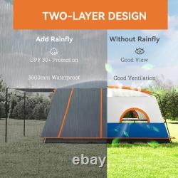 Outsunny 4-6 Man Camping Tent with 2 Bedroom, 3000mm Waterproof, Blue