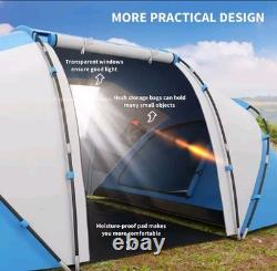 Outsunny 4-6 Man Camping Tent with 2 Bedroom and Living Area, Grey and Blue