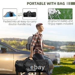 Outsunny 4-6 Man Camping Tent with 2 Bedroom and Living Area, Grey and Blue