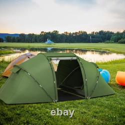 Outsunny 4-6 Man Camping Tent with Two Bedroom, Hiking Sun Shelter Dark Green