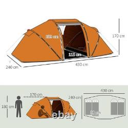 Outsunny 4-6 Man Camping Tent with Two Bedroom, Hiking Sun Shelter, UV Protection