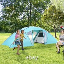 Outsunny 4-6 Man Family Camping Tent with 2 Bedrooms, a Living Room, Blue