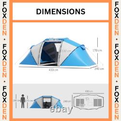 Outsunny 4-6 Persons Camping Tent Dome Family Travel Group Hiking Room Fishing