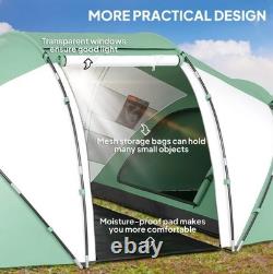 Outsunny 4-6 Persons Camping Tent Dome Family Travel Group Hiking Room Fishing