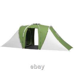 Outsunny 4 Man Camping Tent with 2 Bedroom and Living Area, Green and White