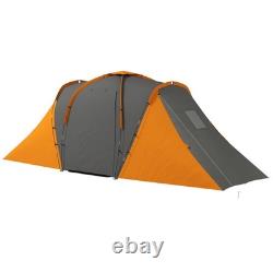 Outsunny 4 Man Camping Tent with 2 Bedroom and Living Area, Grey and Orange