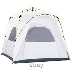 Outsunny 4 Man Pop Up Tent Camping Backpacking Dome Tent, Light Grey