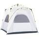 Outsunny 4 Man Pop Up Tent Camping Backpacking Dome Tent, Light Grey