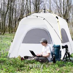 Outsunny 4 Man Pop Up Tent Camping Backpacking Dome Tent, Light Grey