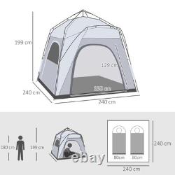 Outsunny 4 Man Pop Up Tent Camping Backpacking Dome Tent, Light Grey