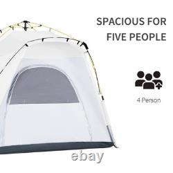 Outsunny 4 Man Pop Up Tent Camping Backpacking Dome Tent, Light Grey