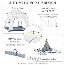 Outsunny 4 Man Pop Up Tent Camping Backpacking Dome Tent, Light Grey