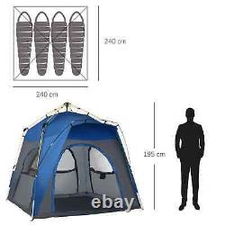 Outsunny 4 Person Automatic Camping Tent, Outdoor Pop Up Tent, Portable Backpack