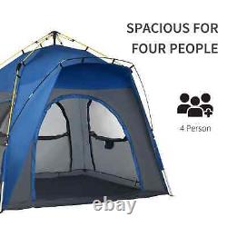 Outsunny 4 Person Automatic Camping Tent, Outdoor Pop Up Tent, Portable Backpack