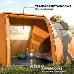 Outsunny 4 Person Camping Tent Dome Family Travel Group Hiking Room Fishing
