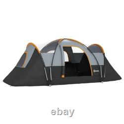 Outsunny 5-6 Man Camping Tent with Bag, Fibreglass and Steel Frame, Grey
