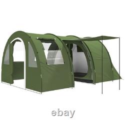 Outsunny 5-6 Man Family Tent Camping Tent with 2 Room and Carry Bag, Green
