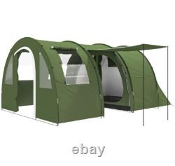 Outsunny 5-6 Man Family Tent Camping Tent with 2 Room and Carry Bag, Green
