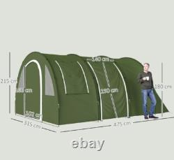 Outsunny 5-6 Man Family Tent Camping Tent with 2 Room and Carry Bag, Green