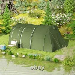 Outsunny 5-6 Man Family Tent Camping Tent with 2 Room and Carry Bag, Green
