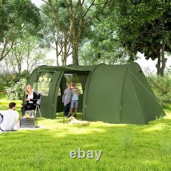 Outsunny 5-6 Man Family Tent Camping Tent with 2 Room and Carry Bag, Green