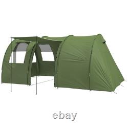 Outsunny 5-6 Man Family Tent Camping Tent with 2 Room and Carry Bag, Green