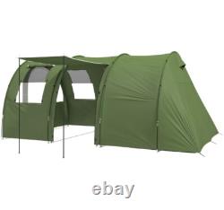 Outsunny 5-6 Man Family Tent Camping Tent with 2 Room and Carry Bag, Green