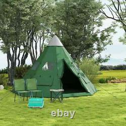 Outsunny 6-7 Person Large Family Party Camping Tent With Carrying Bag Green