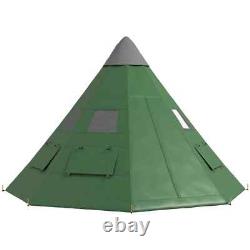 Outsunny 6-7 Person Large Family Party Camping Tent With Carrying Bag Green