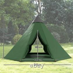 Outsunny 6-7 Person Large Family Party Camping Tent With Carrying Bag, Green