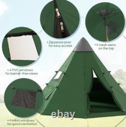 Outsunny 6-7 Person Large Family Party Camping Tent With Carrying Bag, Green