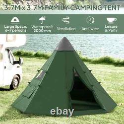 Outsunny 6-7 Person Large Family Party Camping Tent With Carrying Bag Green