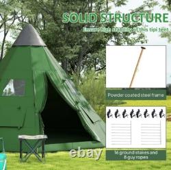 Outsunny 6-7 Person Large Family Party Camping Tent With Carrying Bag, Green