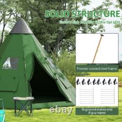 Outsunny 6-7 Person Large Family Party Camping Tent With Carrying Bag, Green
