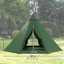 Outsunny 6-7 Person Large Family Party Camping Tent With Carrying Bag Green